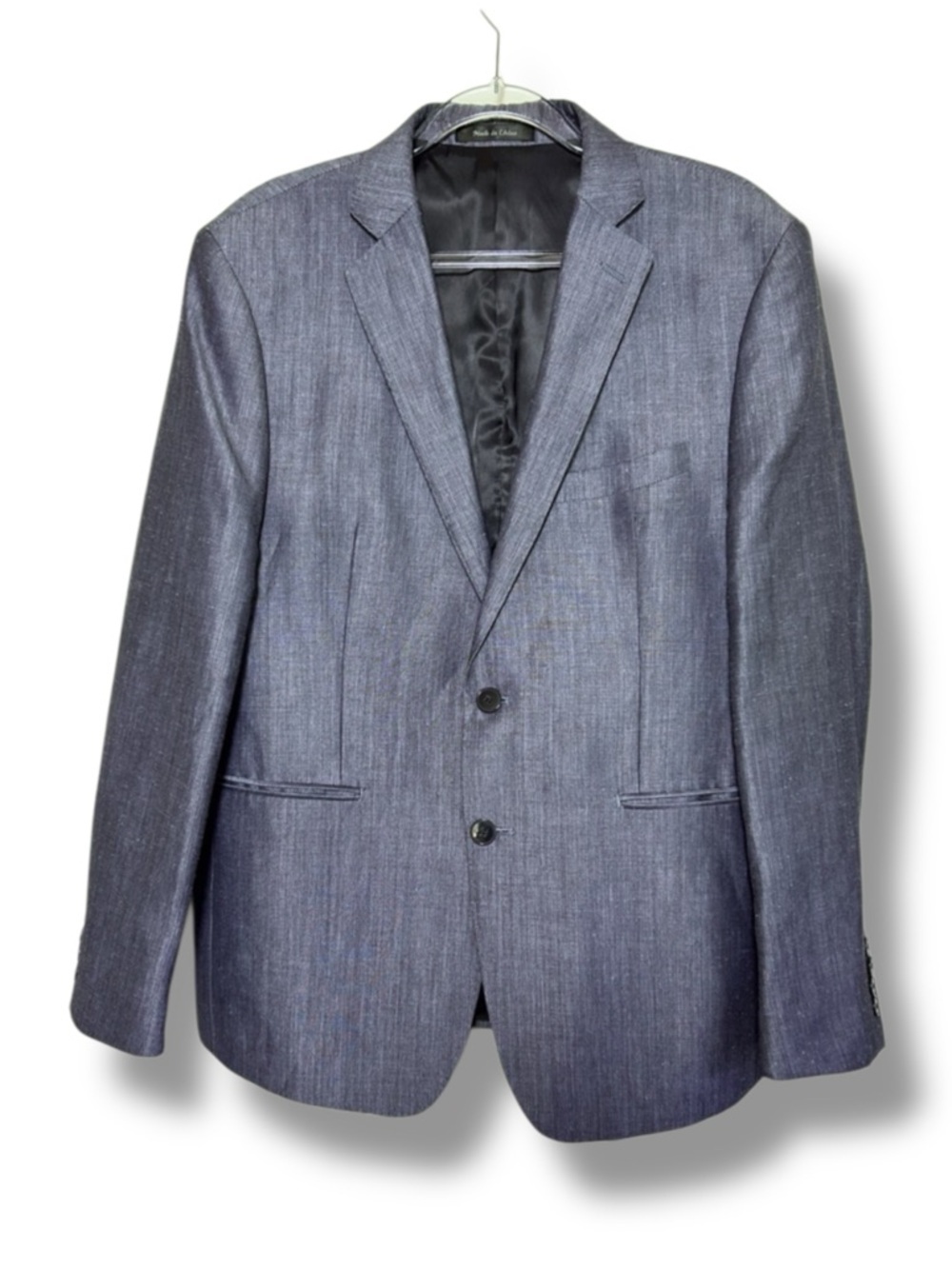 Calvin Klein Blazer Linen Blue Grey Light Summer Two-Button Blazer Size 40 S